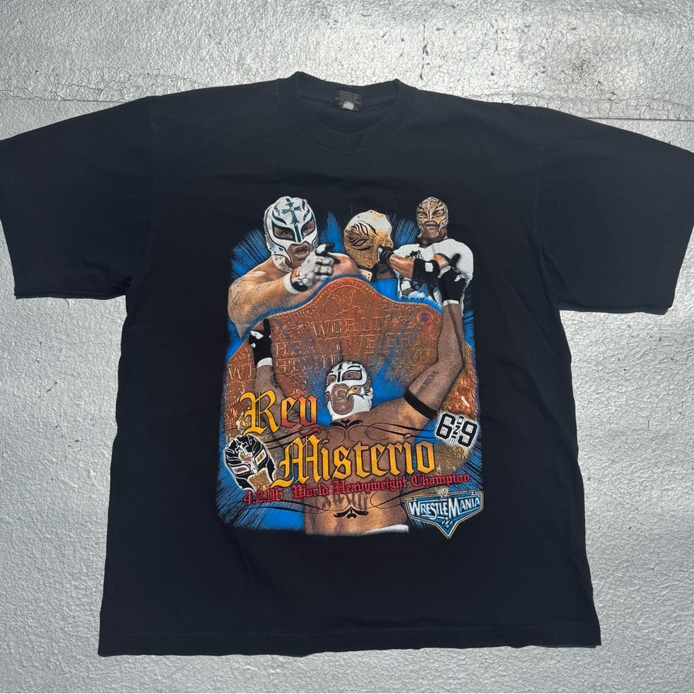 Black vintage 2006 Rey Mysterio WrestleMania Graphic T-Shirt